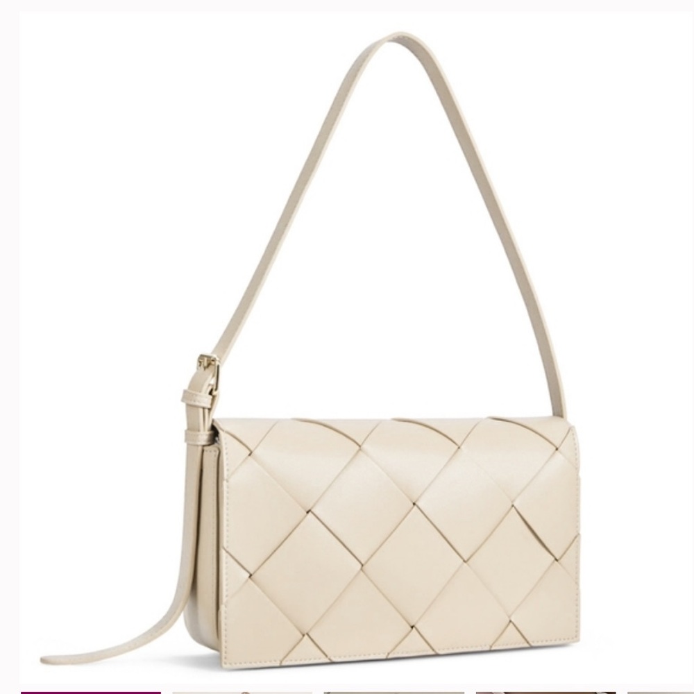 Rachel Zoe Cream Woven Tote Bag shoulder purse white